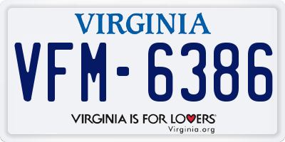 VA license plate VFM6386