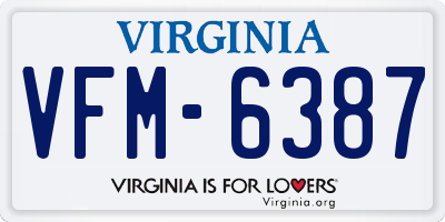 VA license plate VFM6387
