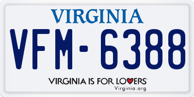 VA license plate VFM6388