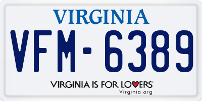 VA license plate VFM6389