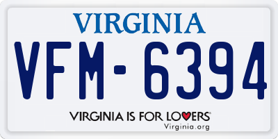 VA license plate VFM6394