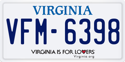 VA license plate VFM6398