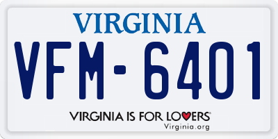 VA license plate VFM6401