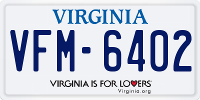 VA license plate VFM6402