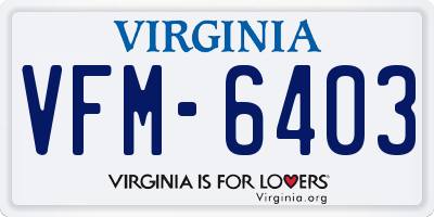 VA license plate VFM6403