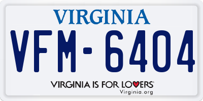 VA license plate VFM6404