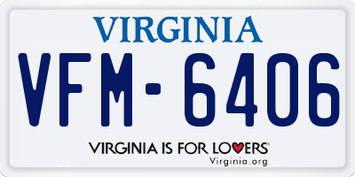 VA license plate VFM6406
