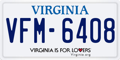 VA license plate VFM6408