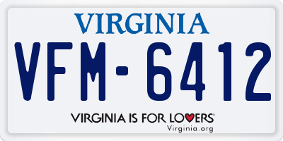 VA license plate VFM6412