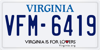 VA license plate VFM6419
