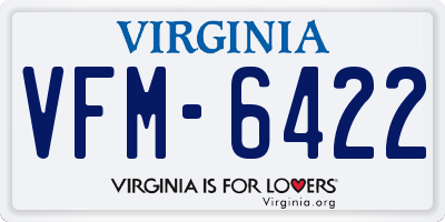 VA license plate VFM6422