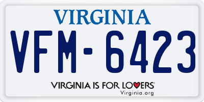 VA license plate VFM6423