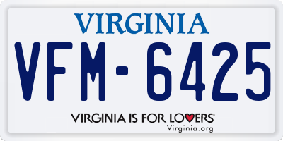 VA license plate VFM6425