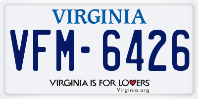 VA license plate VFM6426