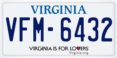 VA license plate VFM6432