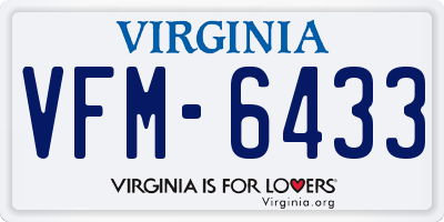 VA license plate VFM6433