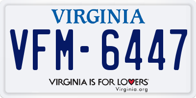 VA license plate VFM6447