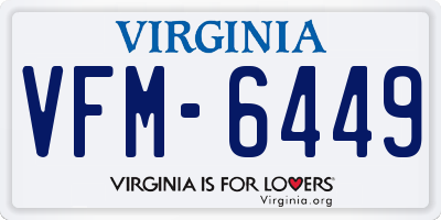 VA license plate VFM6449