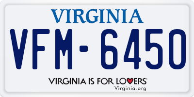 VA license plate VFM6450