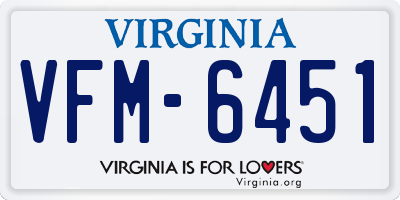 VA license plate VFM6451