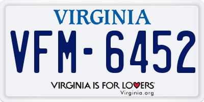 VA license plate VFM6452