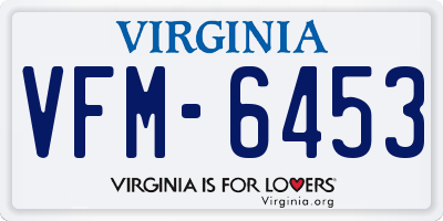 VA license plate VFM6453