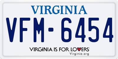 VA license plate VFM6454