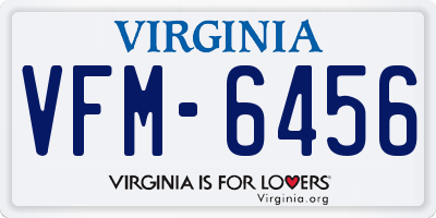 VA license plate VFM6456