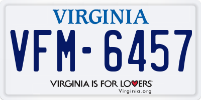 VA license plate VFM6457