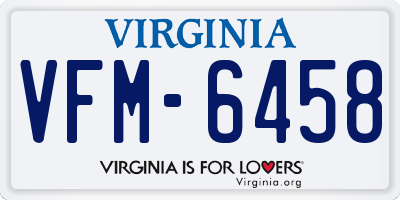 VA license plate VFM6458