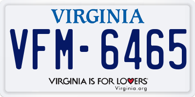 VA license plate VFM6465