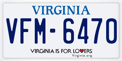 VA license plate VFM6470
