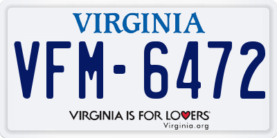 VA license plate VFM6472