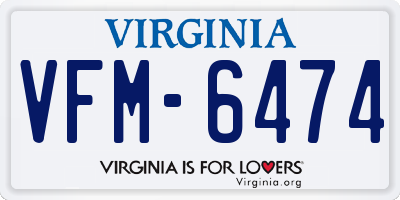 VA license plate VFM6474