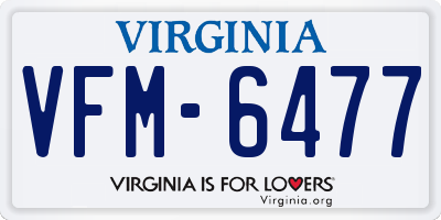 VA license plate VFM6477