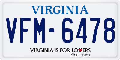 VA license plate VFM6478