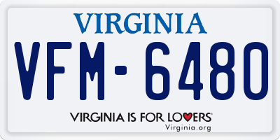 VA license plate VFM6480