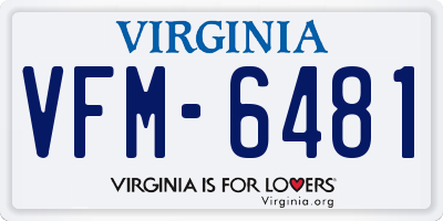 VA license plate VFM6481