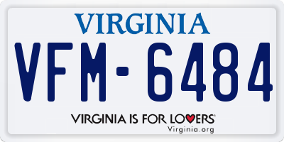 VA license plate VFM6484