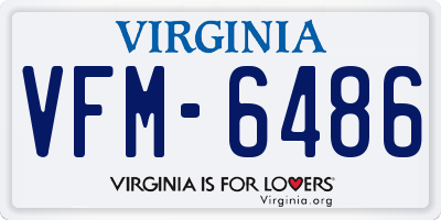 VA license plate VFM6486