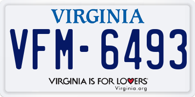 VA license plate VFM6493