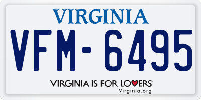 VA license plate VFM6495