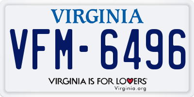 VA license plate VFM6496