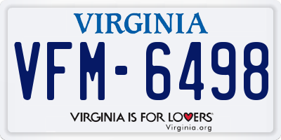 VA license plate VFM6498