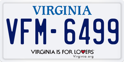VA license plate VFM6499