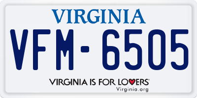 VA license plate VFM6505