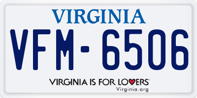 VA license plate VFM6506