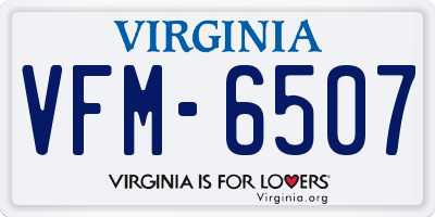 VA license plate VFM6507