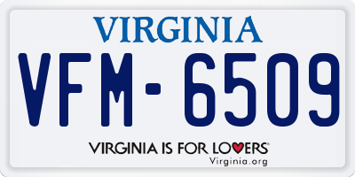 VA license plate VFM6509