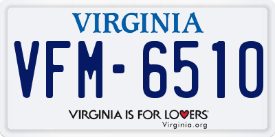 VA license plate VFM6510